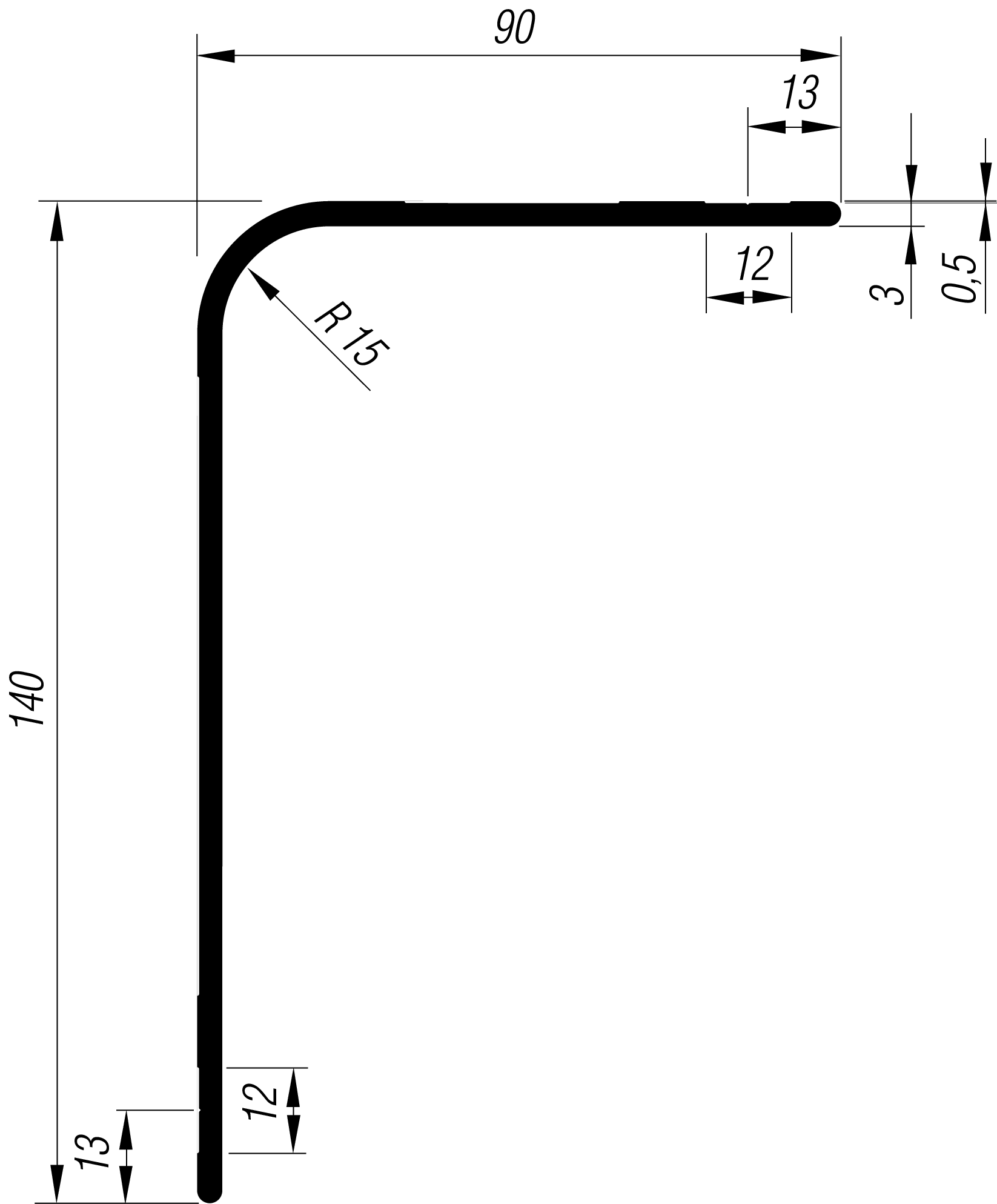 KR-II-Al-Winkel blank 90x140x8500 mm