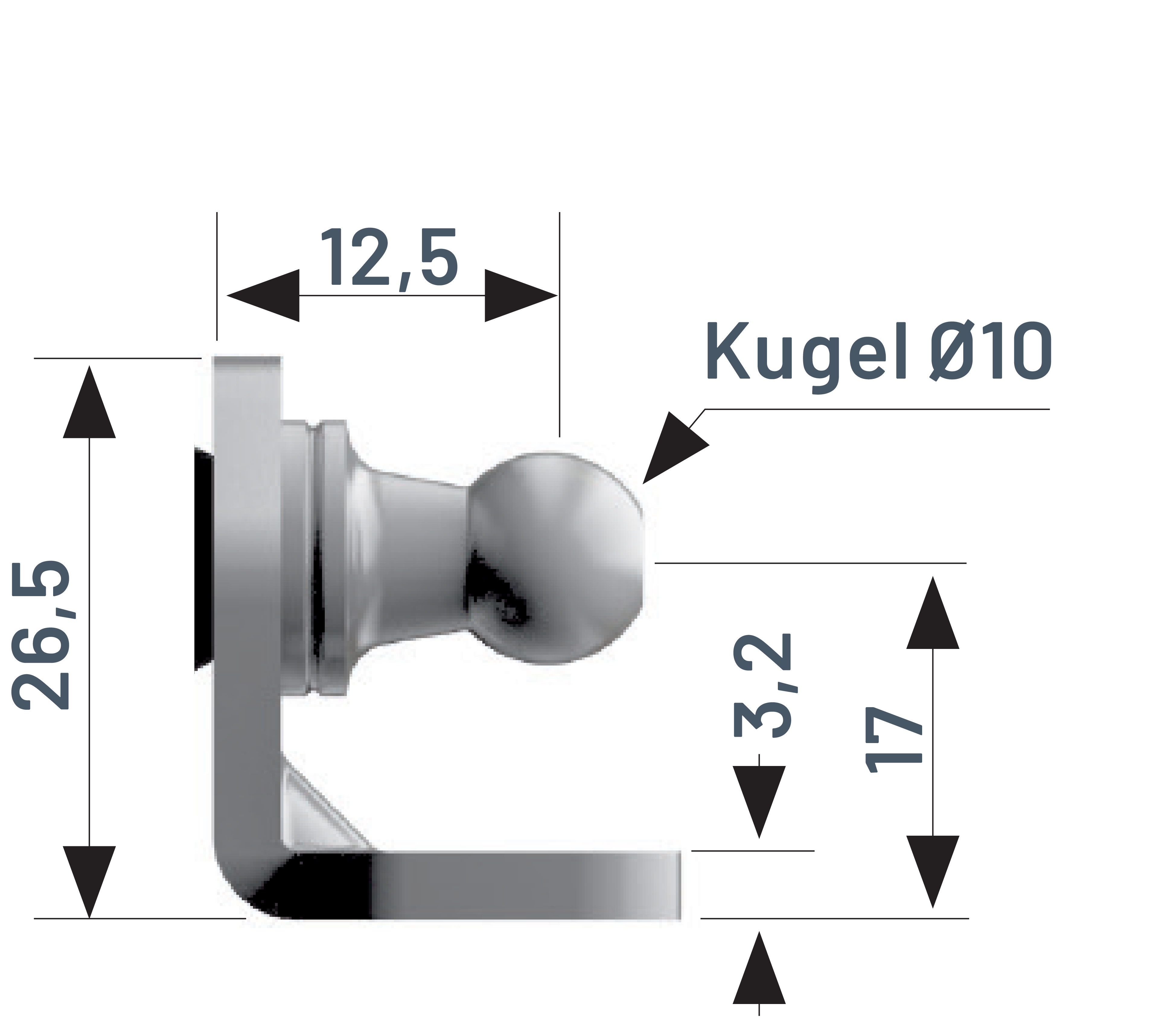 Winkelblech 1 / Kugel 10 mm