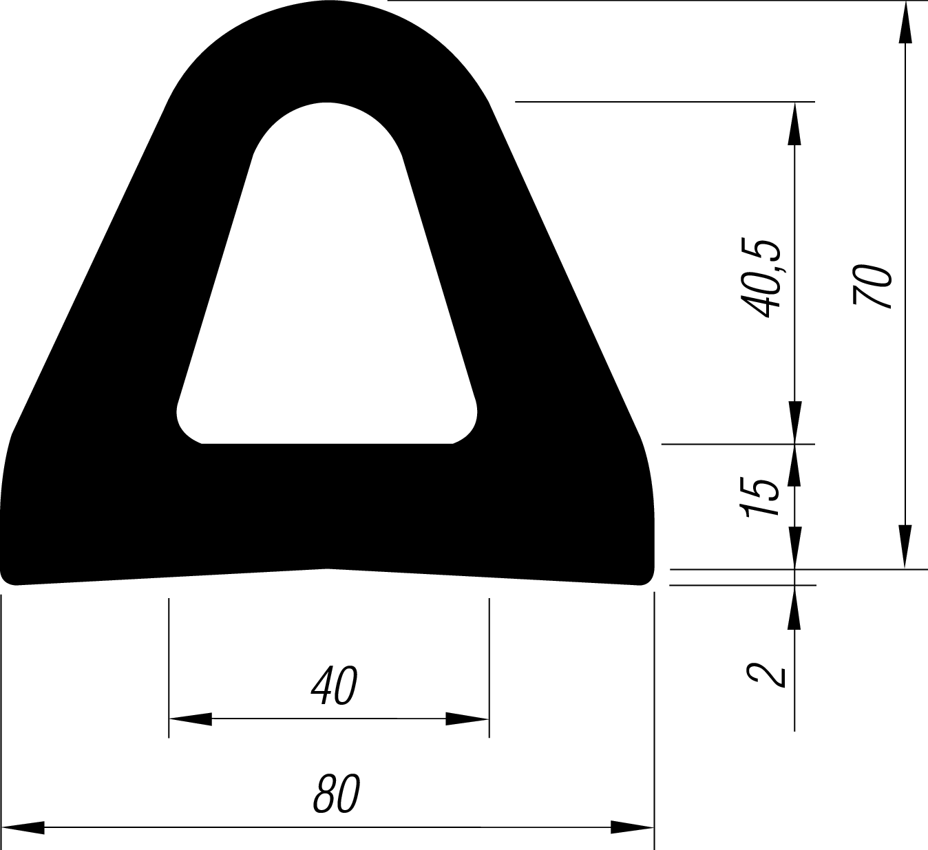 Delta-Rammprofil Gummi 2600/H70