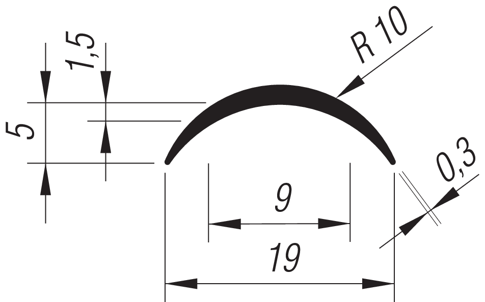 S-L-PVC-Gehr.Abdeckung lfd.Mtr.
