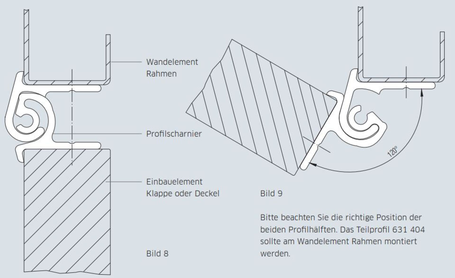 Scharnierprofil Einklink Alu 6000
