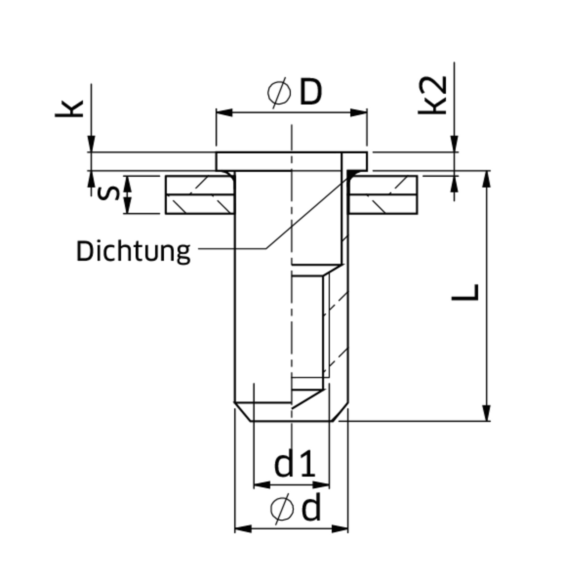 Tubtara® Blindnietmutter Flachkopf mit Dichtung Rundschaft geschlossen Edelstahl A2