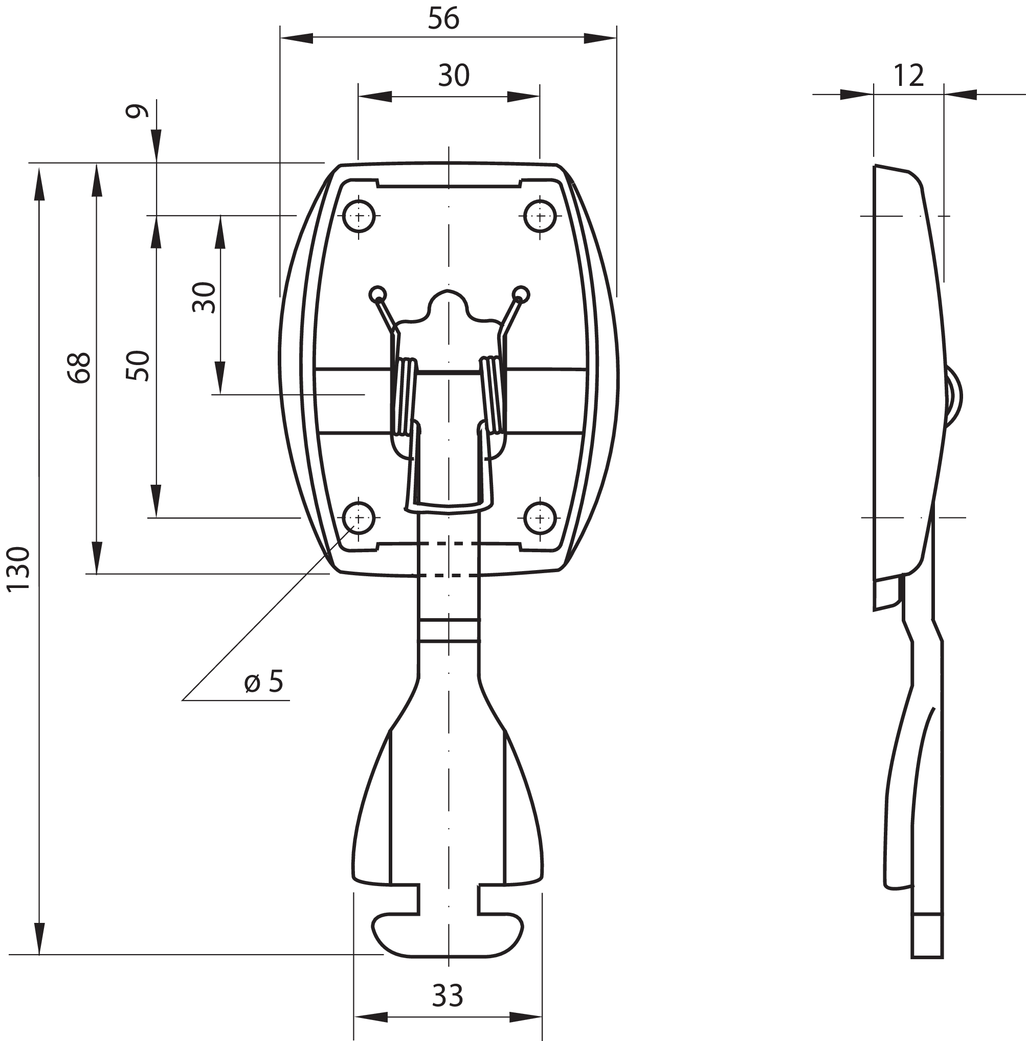 Feststell-Hakenteil Edelstahl T 90 E