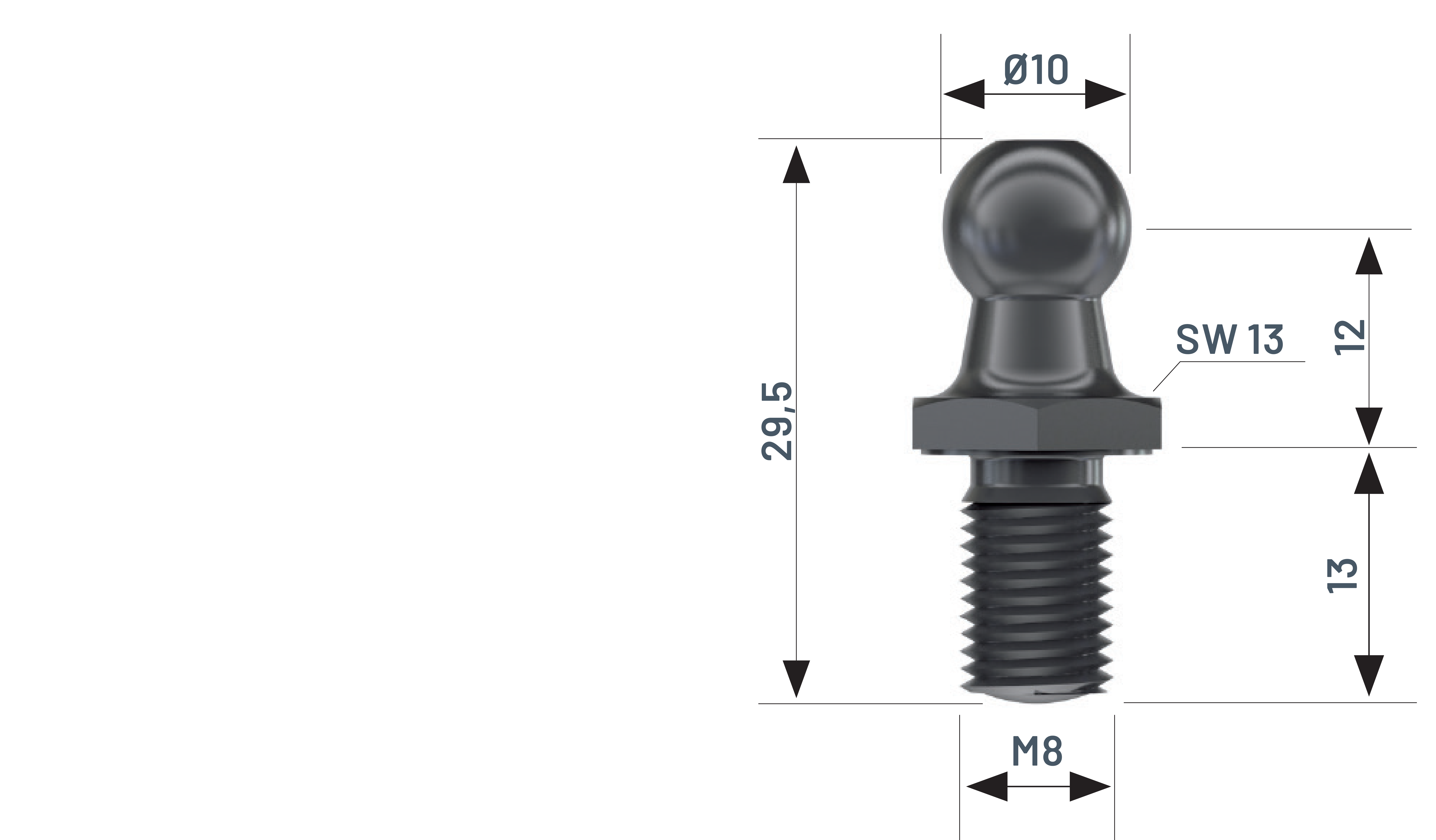 Kugelzapfen Gewinde 8 mm