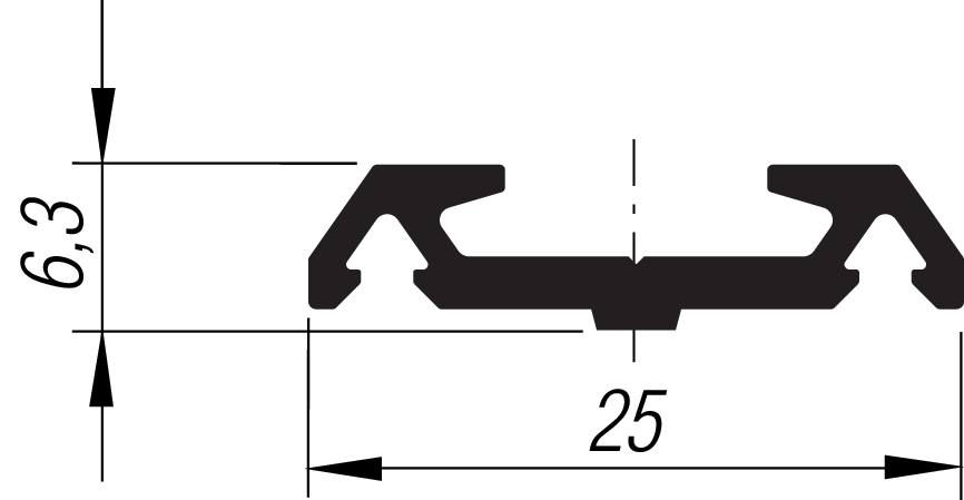 Al-Gürtelleiste blank 25x6,3 x 5000 mm