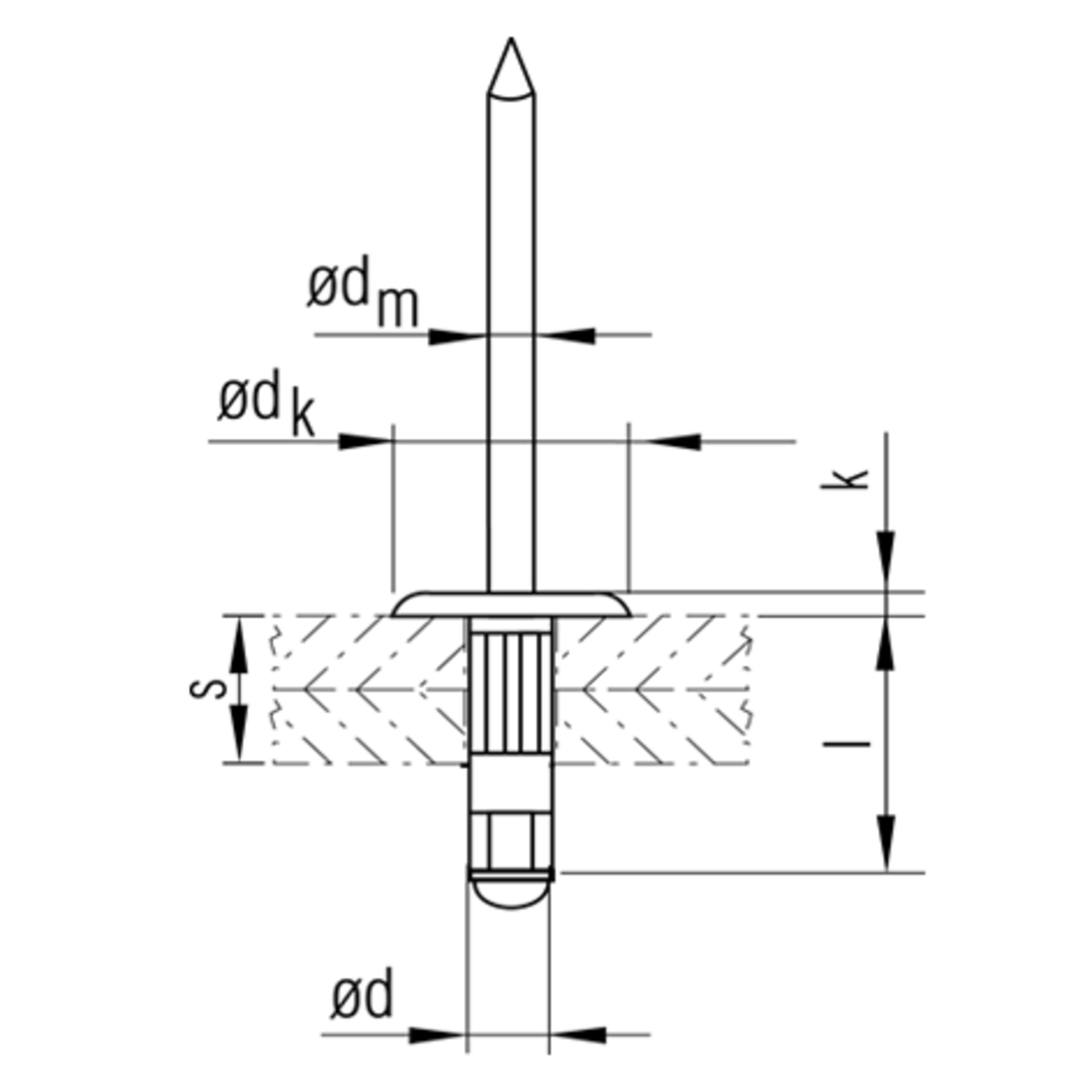 TIFAS® Erdungsblindniete großer Flachrundkopf St/St