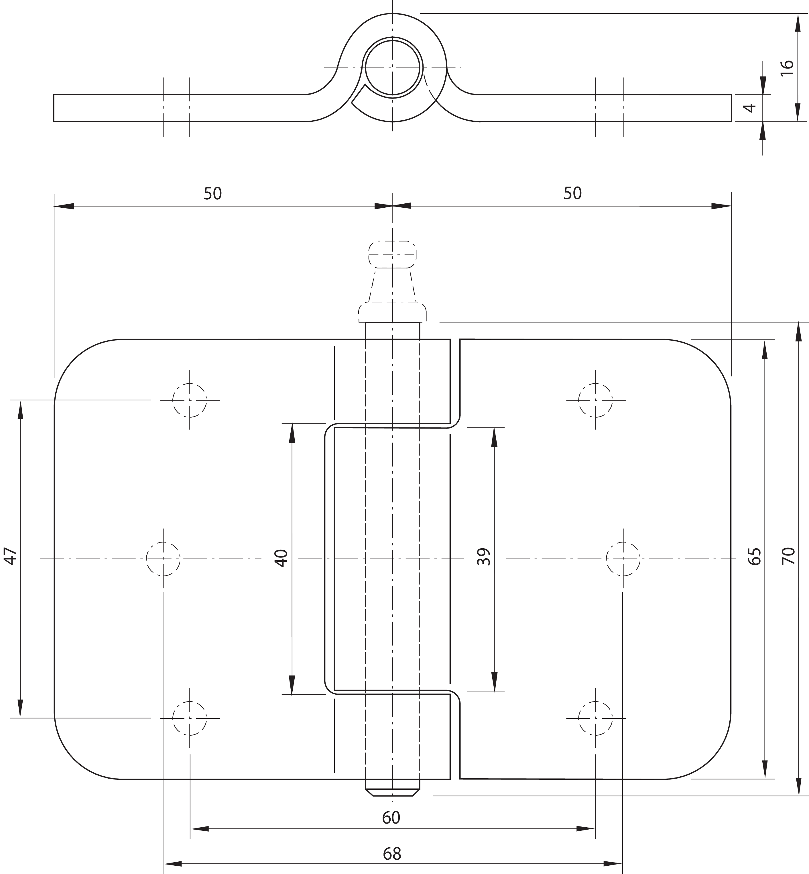 Scharnier schmierbar verz. ES-DO 65x100