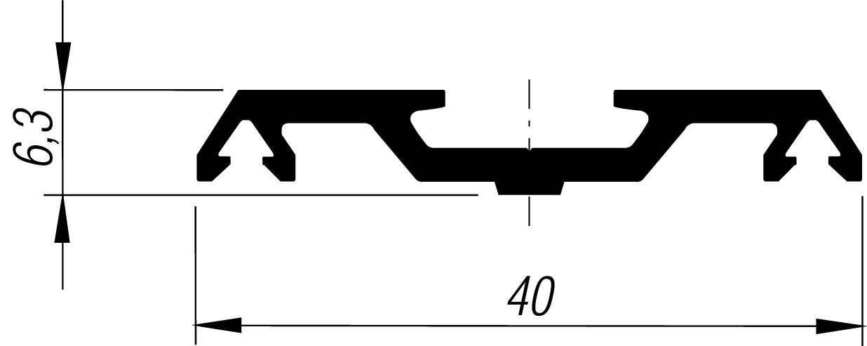 Al-Gürtelleiste blank 40x6,3 mm