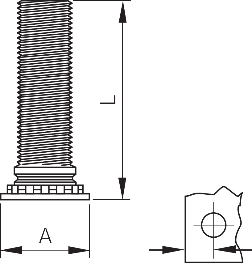 Captive® Einpress-Gewindebolzen für Metall A2 (Serie CHS)