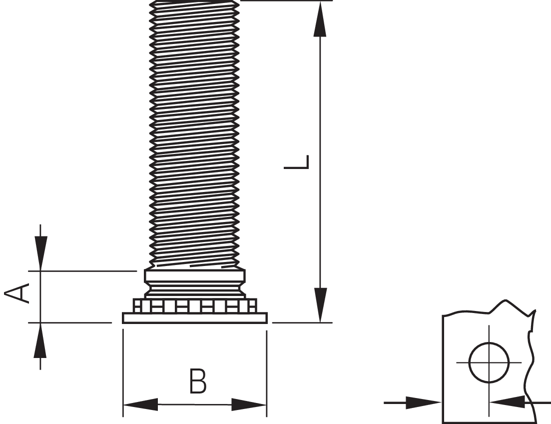 Captive® Einpress-Gewindebolzen für Metall A2 (Serie CHTS)