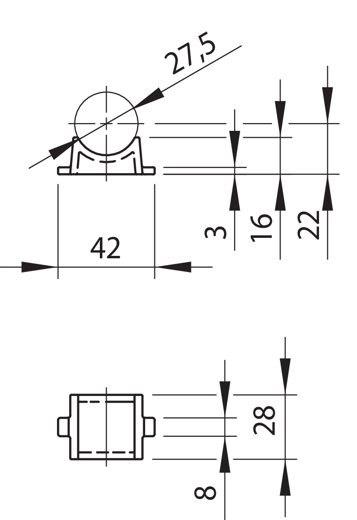 Drehstangenführung-Unterlage 3/4"(Ø27)KU