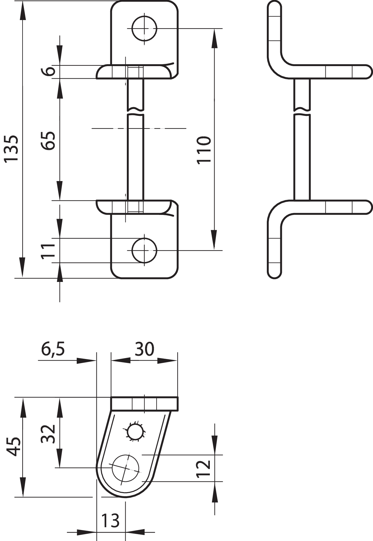Scharnierbock verzinkt S H45 SCHRAUBB