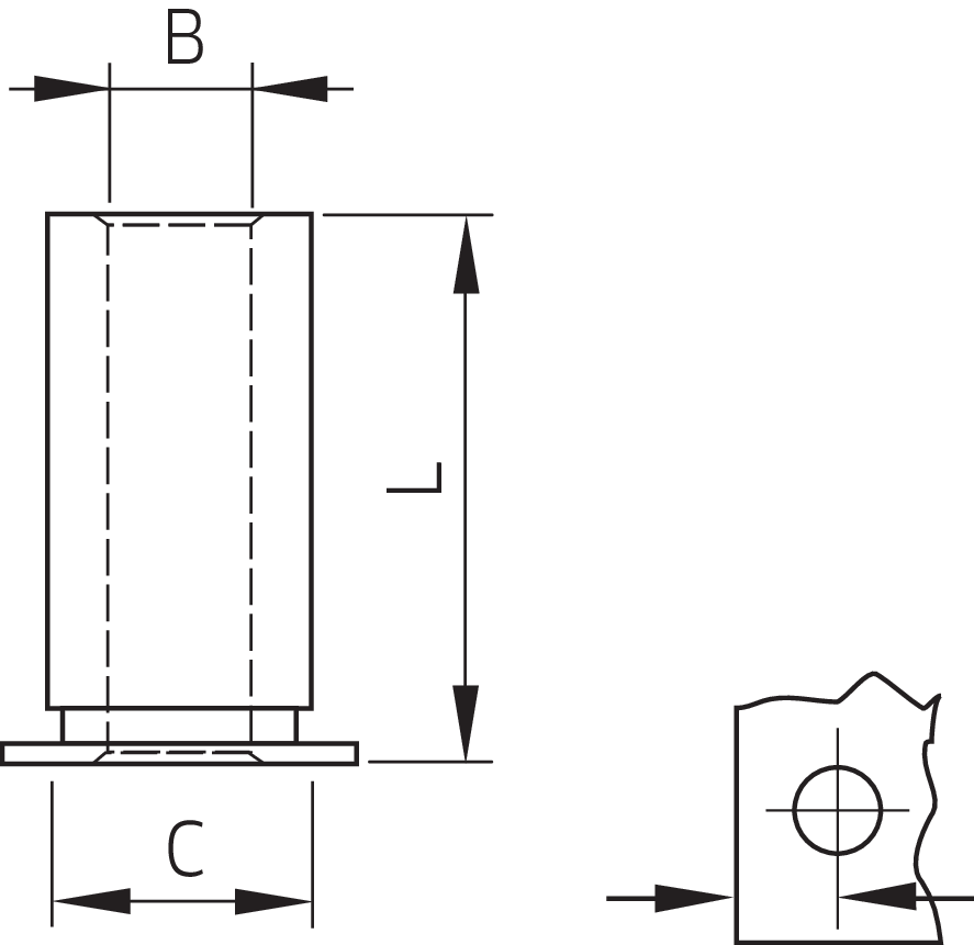 Captive® Einpress-Buchsen für Metall St (Serie CFSO)