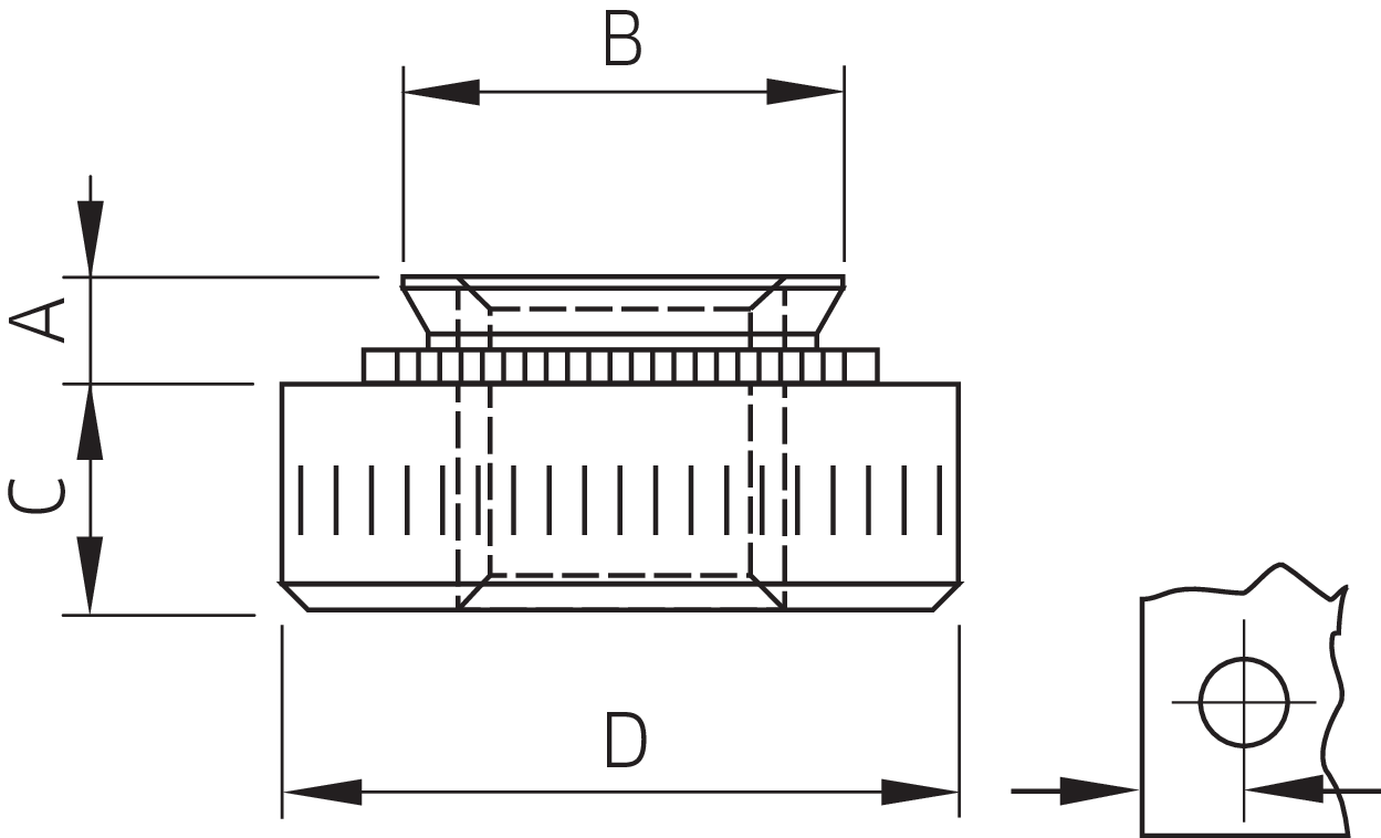 Captive® Einpressmutter für Edelstahl A2 (Serie CFSP)