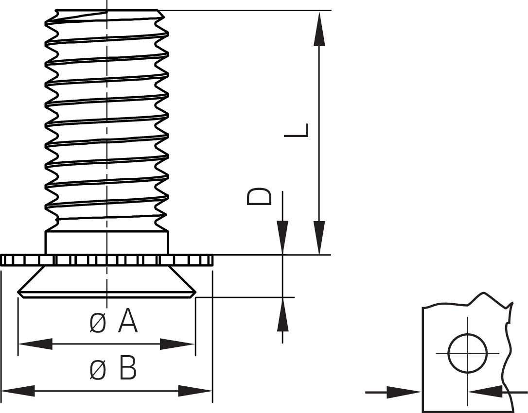 Captive® Einpress-Gewindebolzen für Metall Al (Serie CFA)