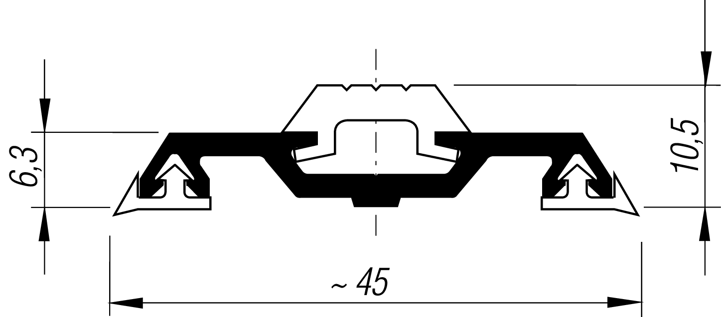 Al-Gürtelleiste blank 40x6,3 mm