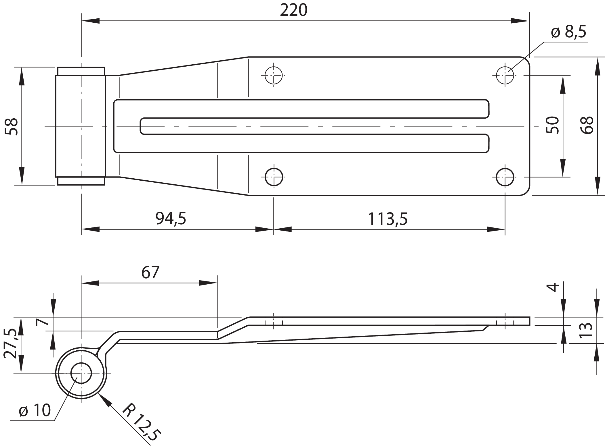 Scharnierblatt Edelstahl 270GR 220LG