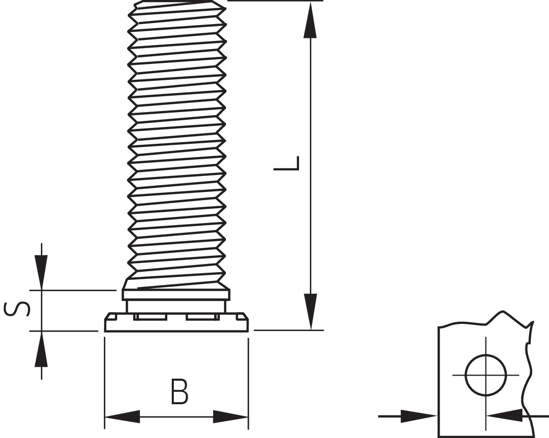 Captive® Einpress-Gewindebolzen für Metall A2 (Serie CHES)