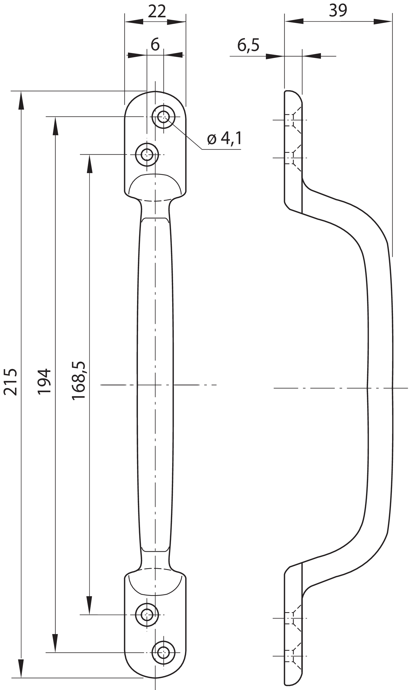 Haltegriff Alu poliert 214