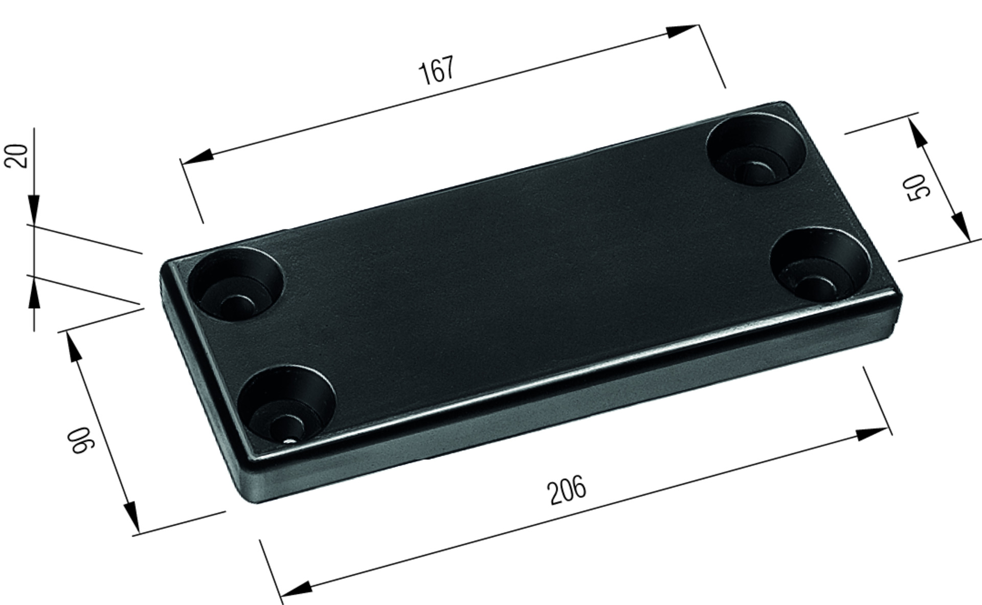 Elasti-Anschlagplatte 100x50x20