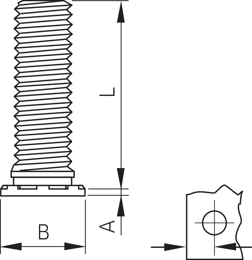 Captive® Einpress-Gewindebolzen für Metall St (Serie TCH)