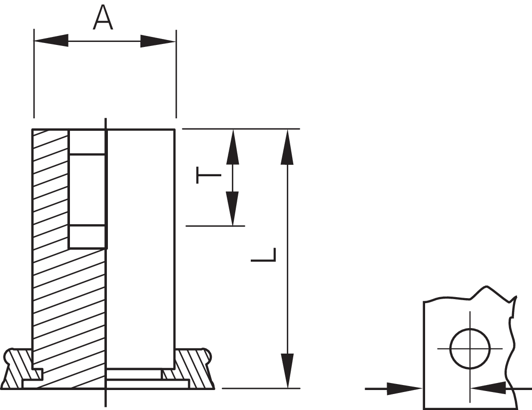 Captive® Einpress-Gewindebuchsen für Metall A2 (Serie CFBSOS)