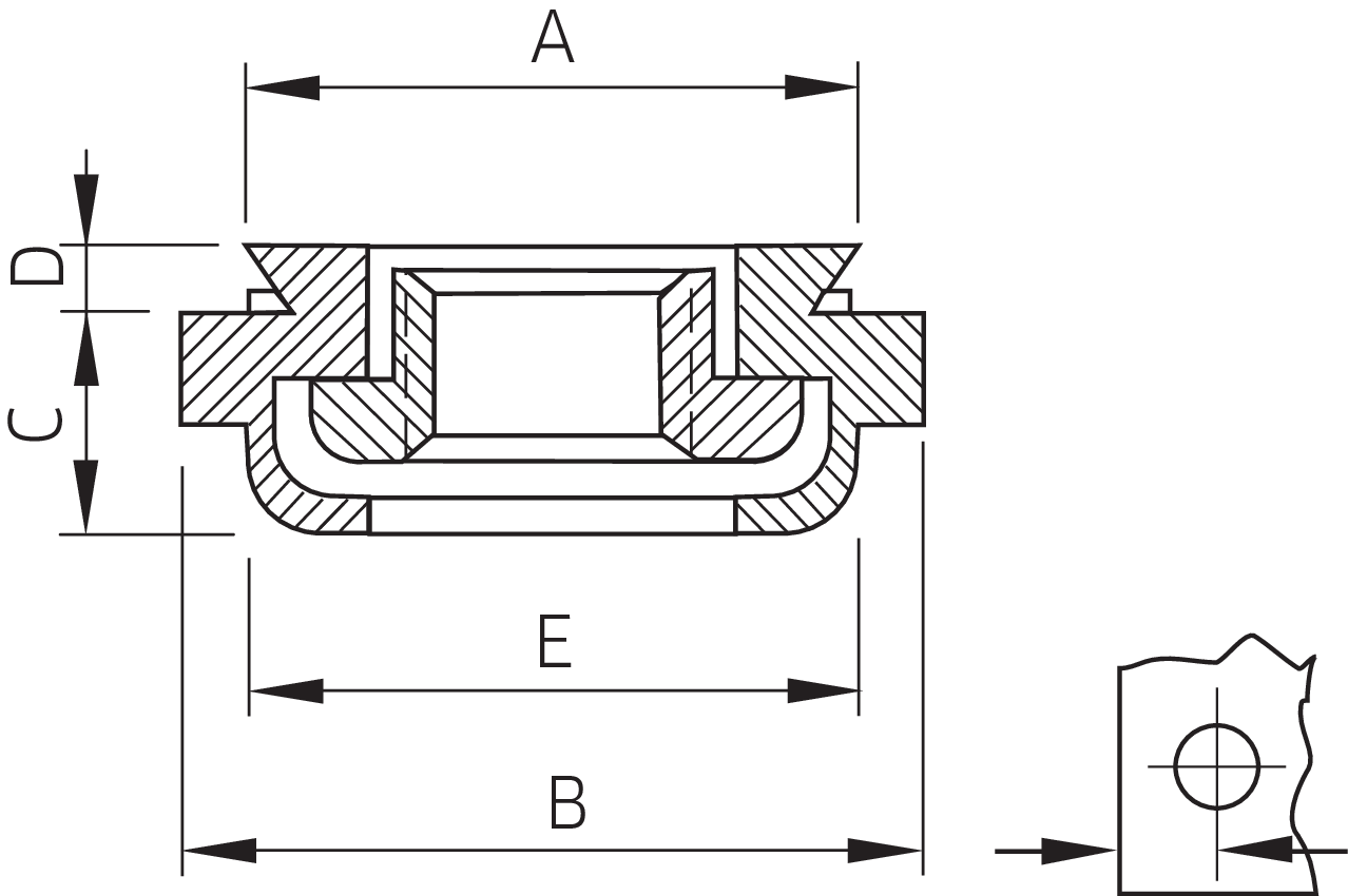 Captive® Einpressmutter für Metall A2 (Serie CFAC)