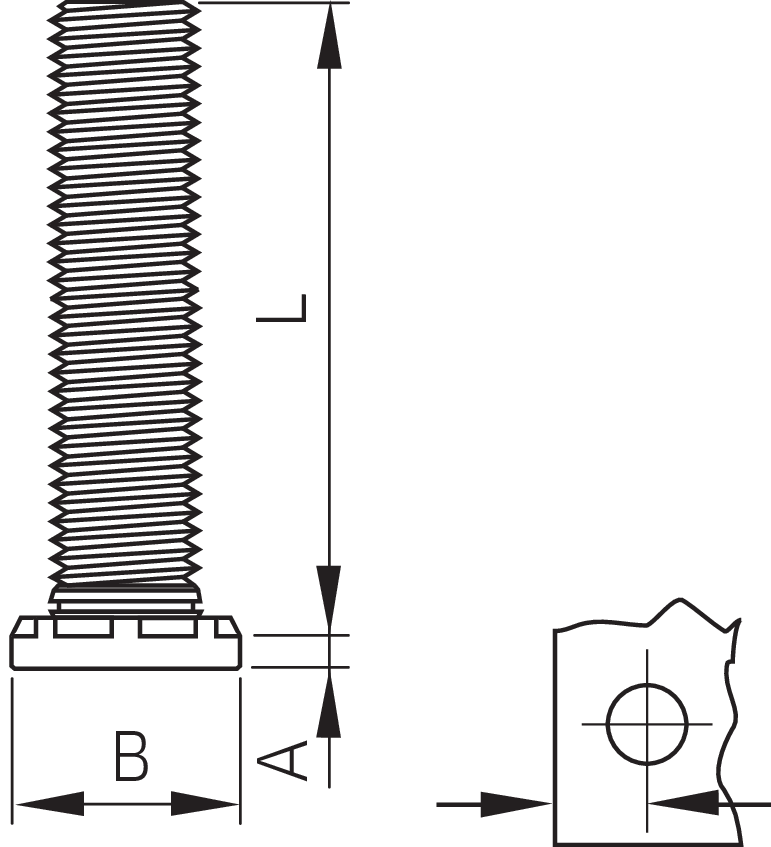 Captive® Einpress-Gewindebolzen für Metall A2 (Serie HCHS)