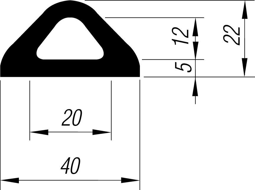 Delta-Rammprofil Gummi 10 M/H22