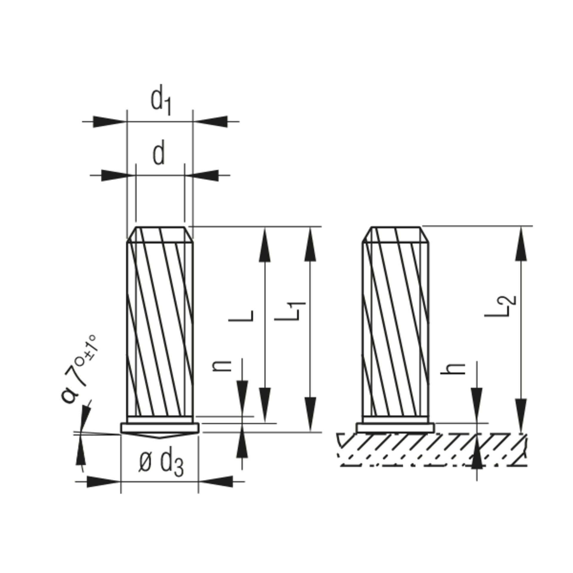 POLYSTIC® Schweißbolzen mit metrischem Lacknutgewinde und Flansch, St 4.8