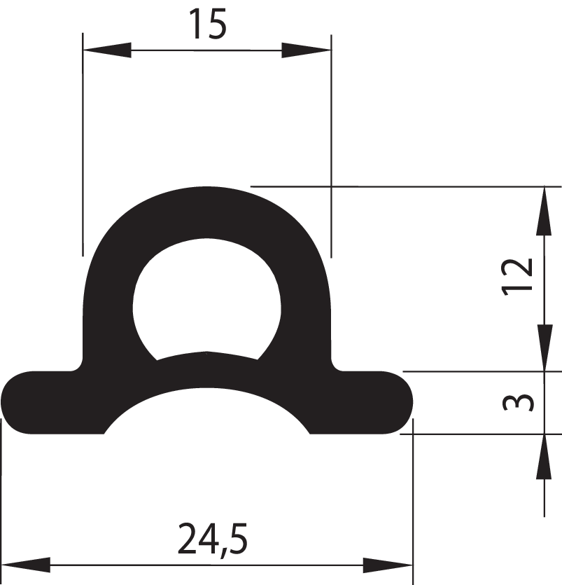 Stossfüller Standard Gummi schwarz 40