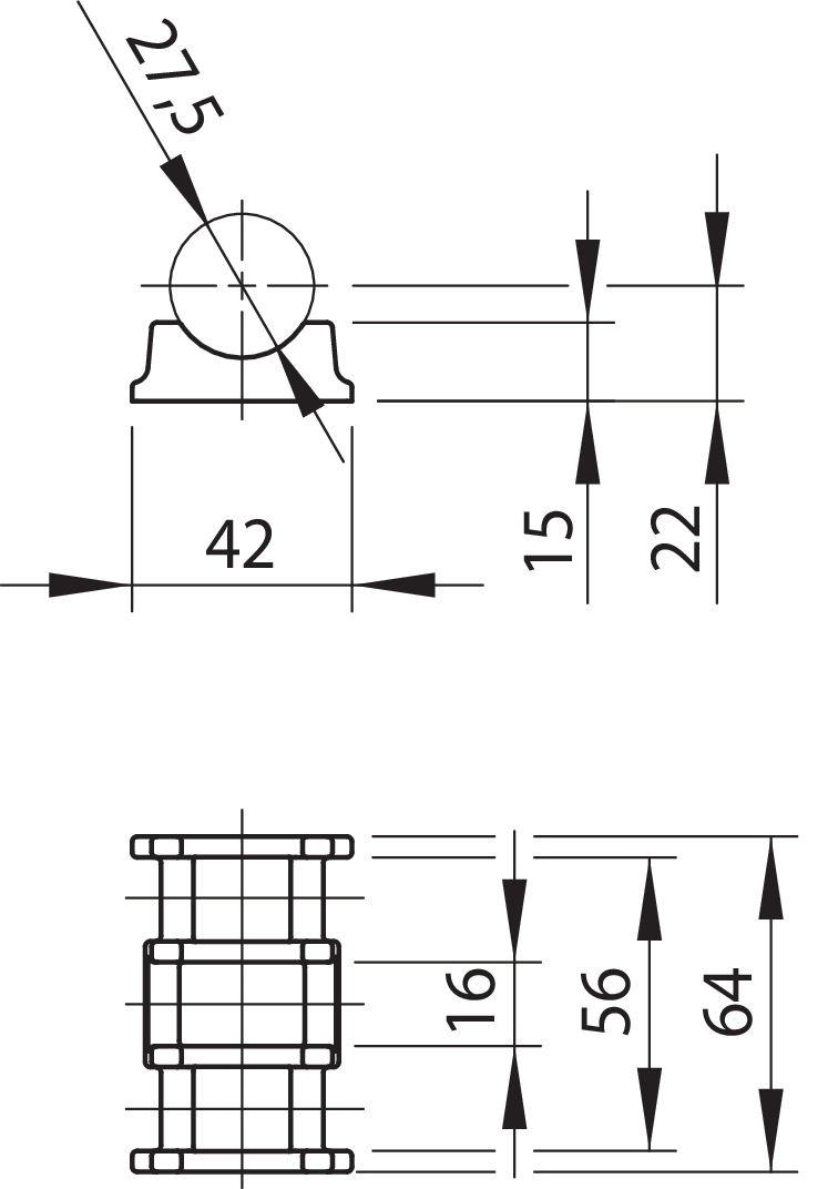 Drehstangenhalter-Unterlage 3/4"(Ø27)ES