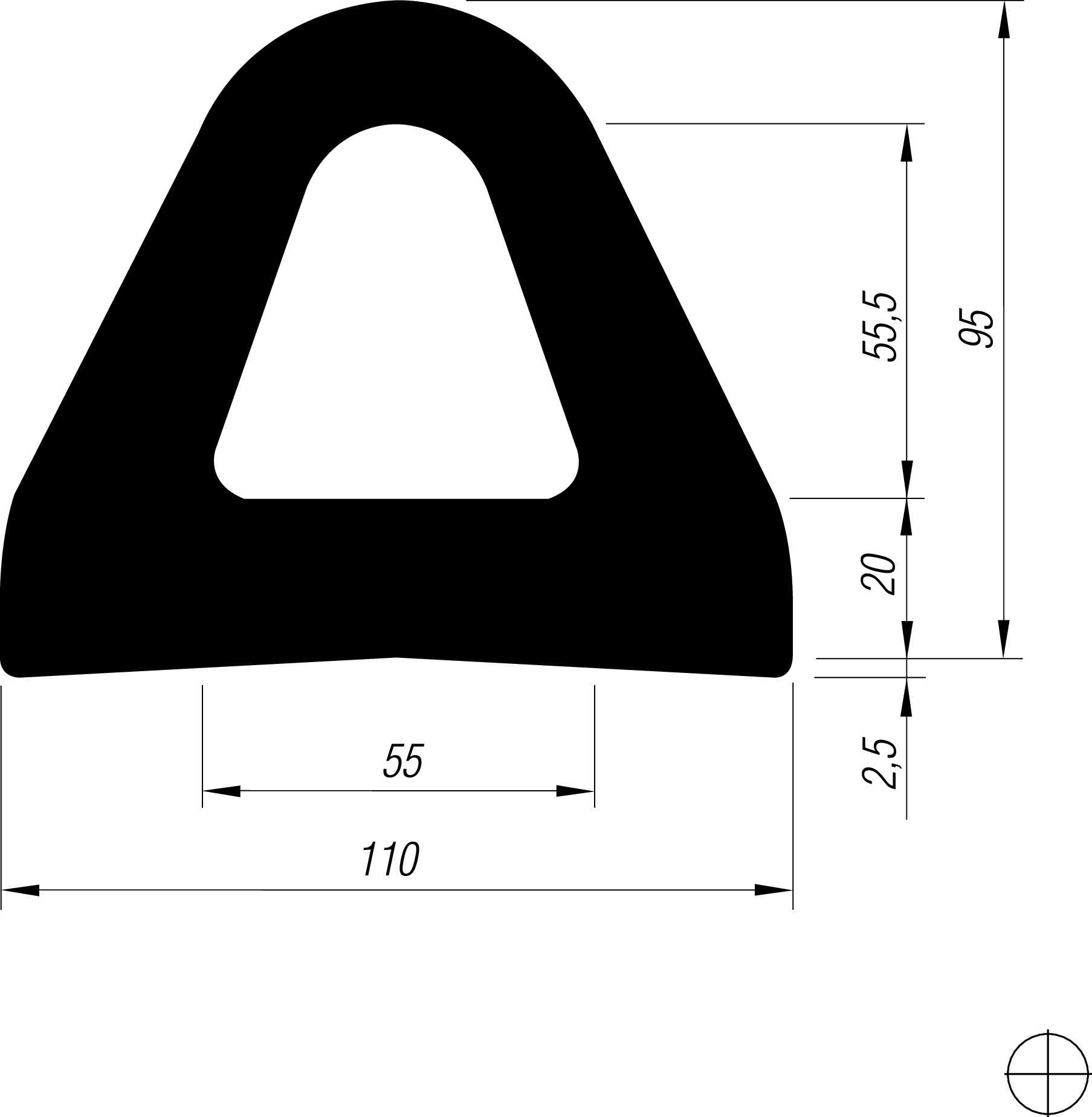 Delta-Rammprofil Gummi/2600/H95